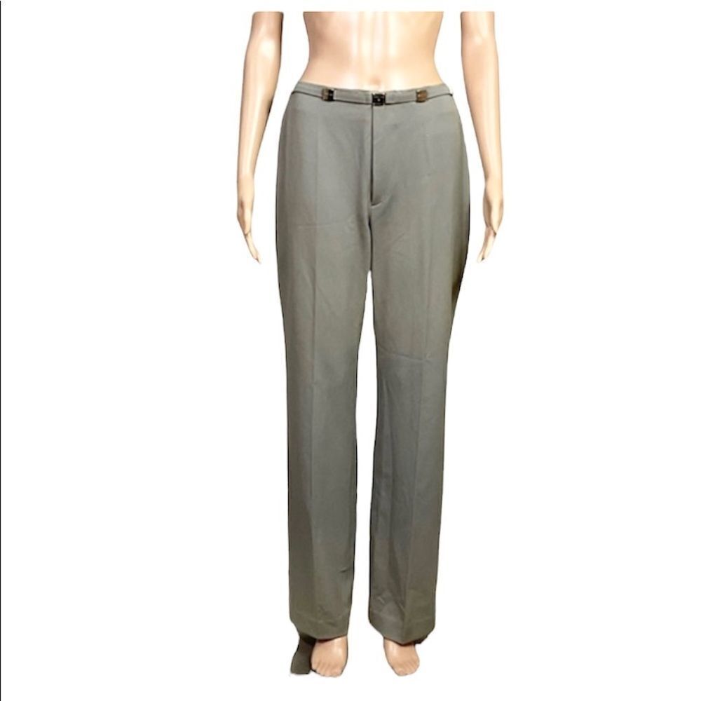 Vertigo Vintage Gray Buckle Belt Slim Leg High waisted Stretch Dress Pants 10